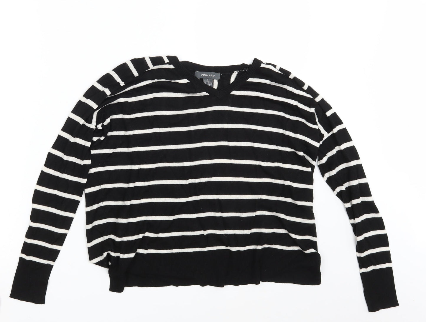 Primark Womens Black Striped  Pullover Sweatshirt Size 6