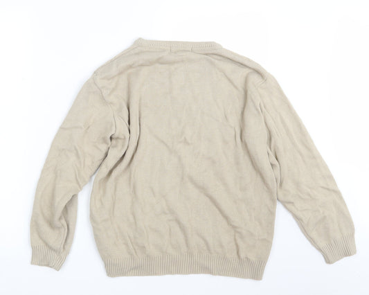 Merry Gold Womens Beige Floral Knit Pullover Jumper Size L