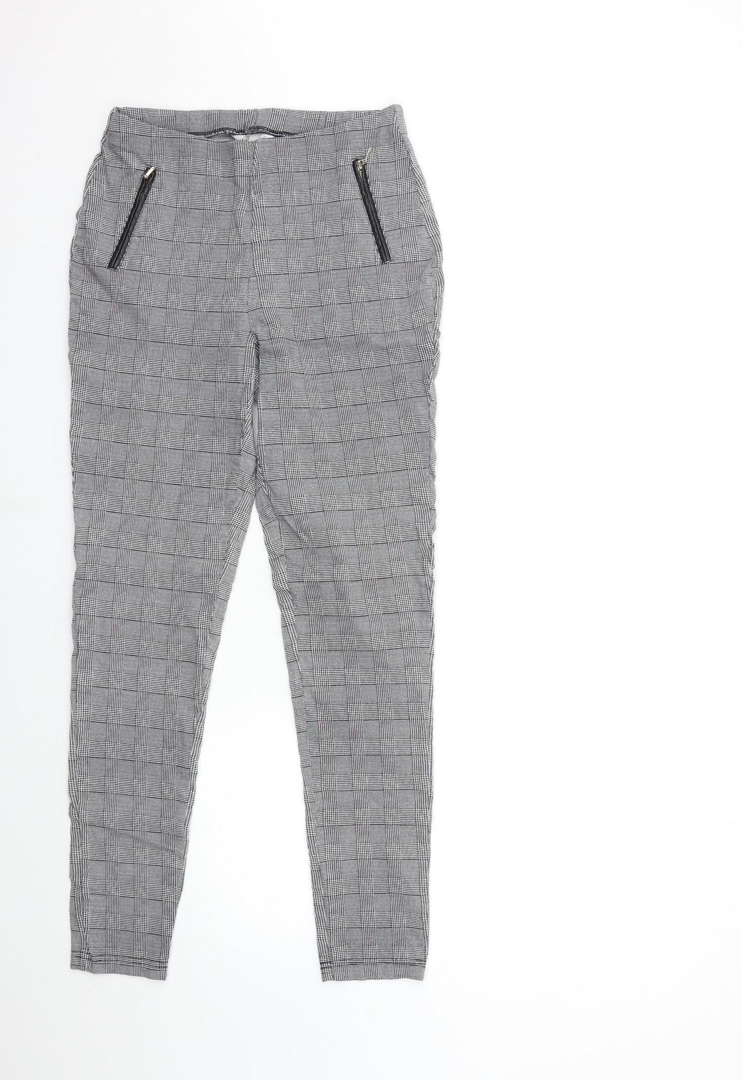 Peacocks Womens Green Check  Trousers  Size 10 L28 in