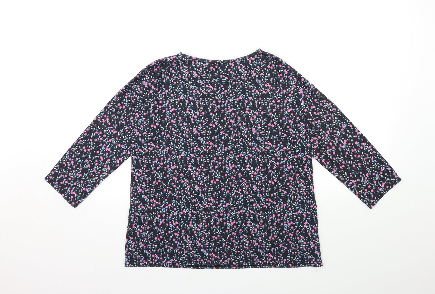Oasis Womens Black Floral  Basic T-Shirt Size S