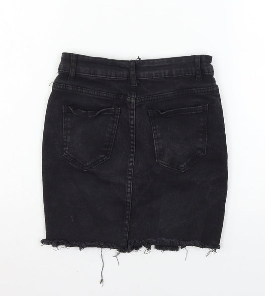 Yu & me Womens Black  Denim A-Line Skirt Size S  - Distressed