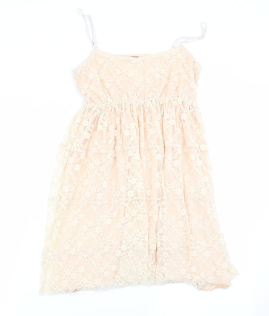tenki Womens Beige Floral  Basic Blouse Size S