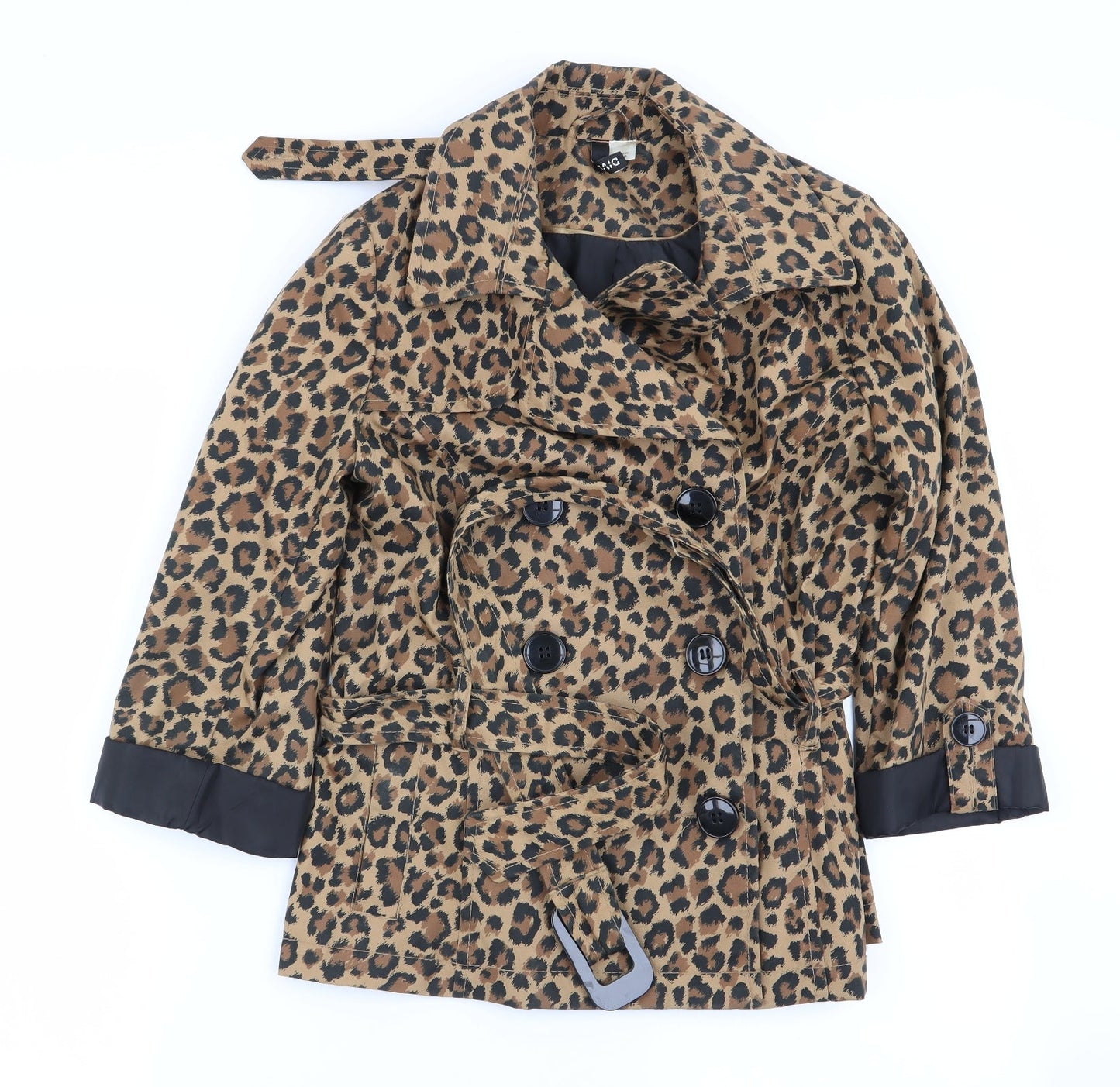 Divided by H&M Womens Multicoloured Animal Print  Overcoat Coat Size 10