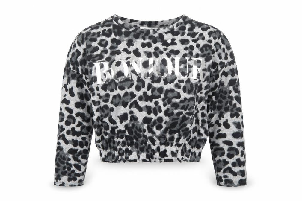 Primark Girls Grey Animal Print  Basic T-Shirt Size 8-9 Years