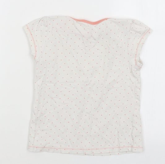 George Girls White Spotted  Basic T-Shirt Size 5-6 Years