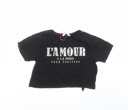 Candy Couture Girls Black   Cropped T-Shirt Size 11 Years  - l'amour