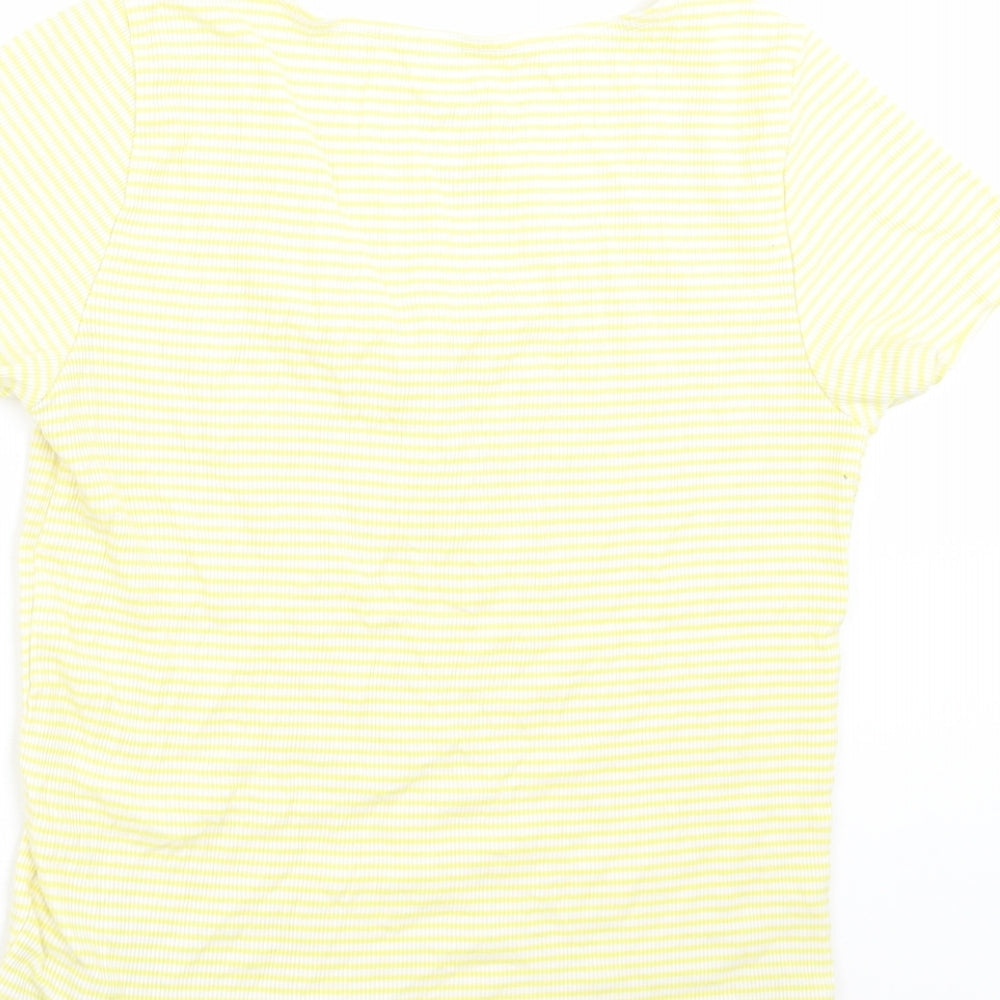 SOFT & SEXY Womens Yellow Striped  Basic T-Shirt Size L