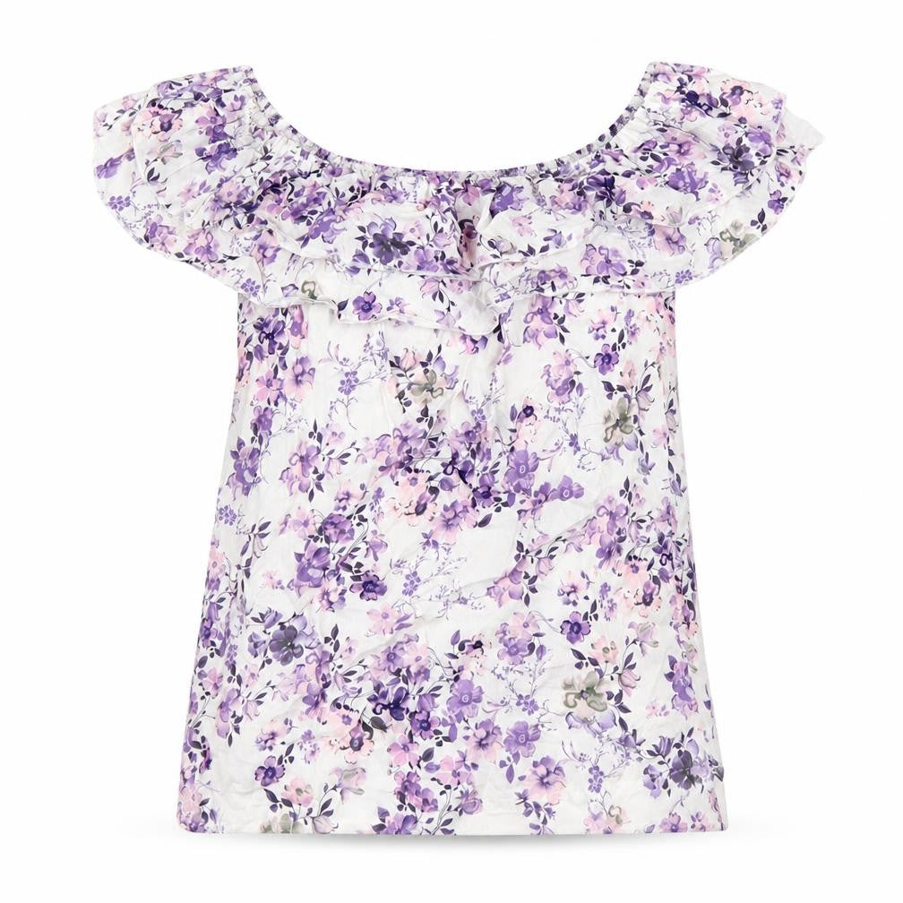 Beloved Womens Purple Floral  Basic Blouse Size 10