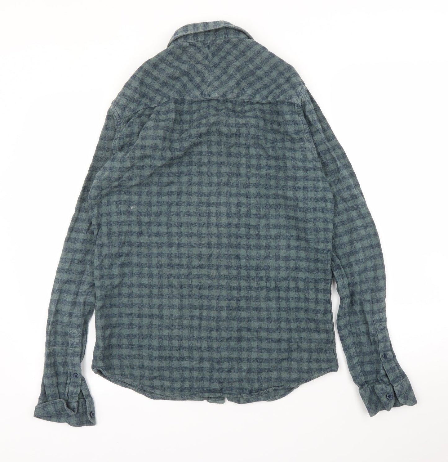 Isolid Mens Green Check   Button-Up Size M