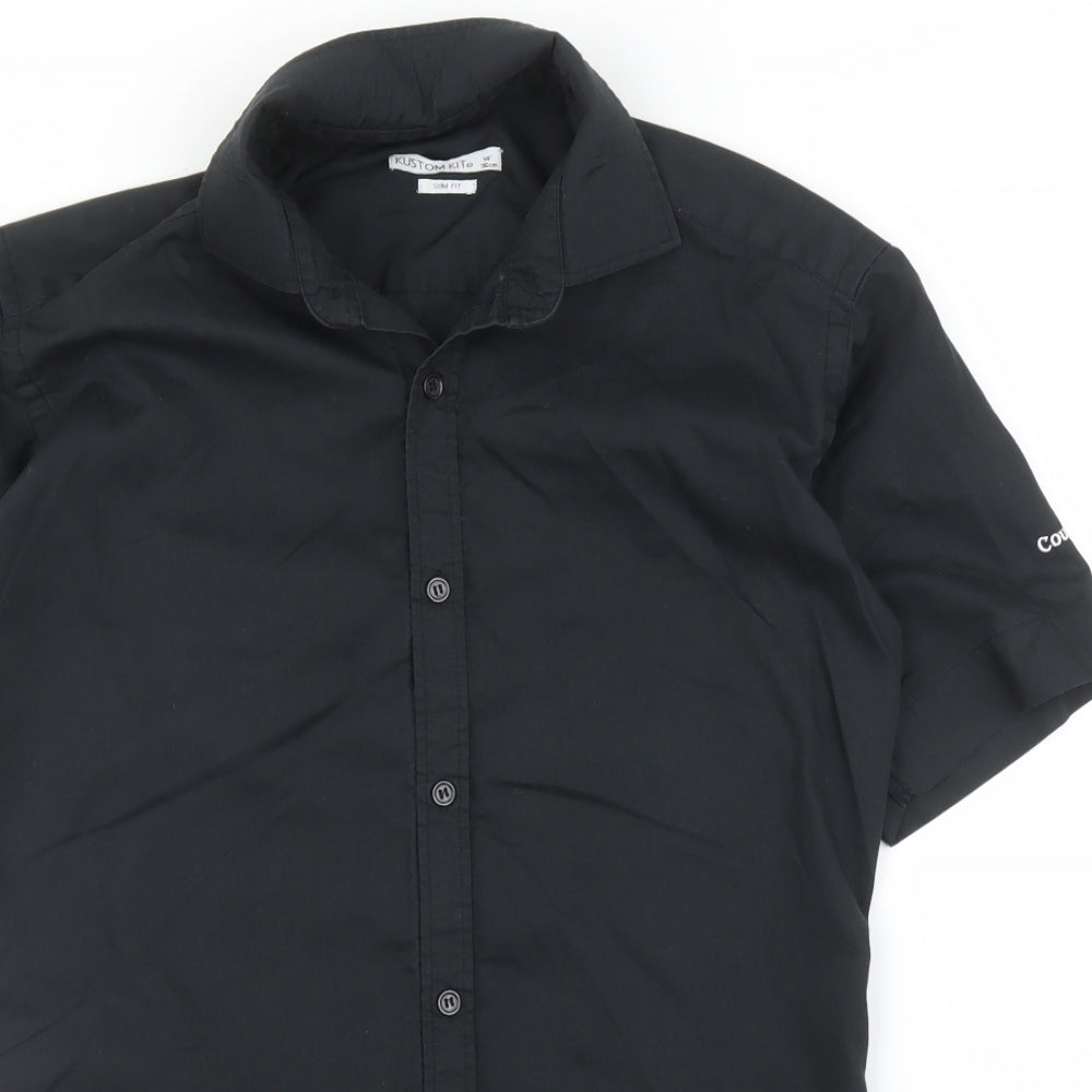 Kustom Kit Mens Black    Button-Up Size 14