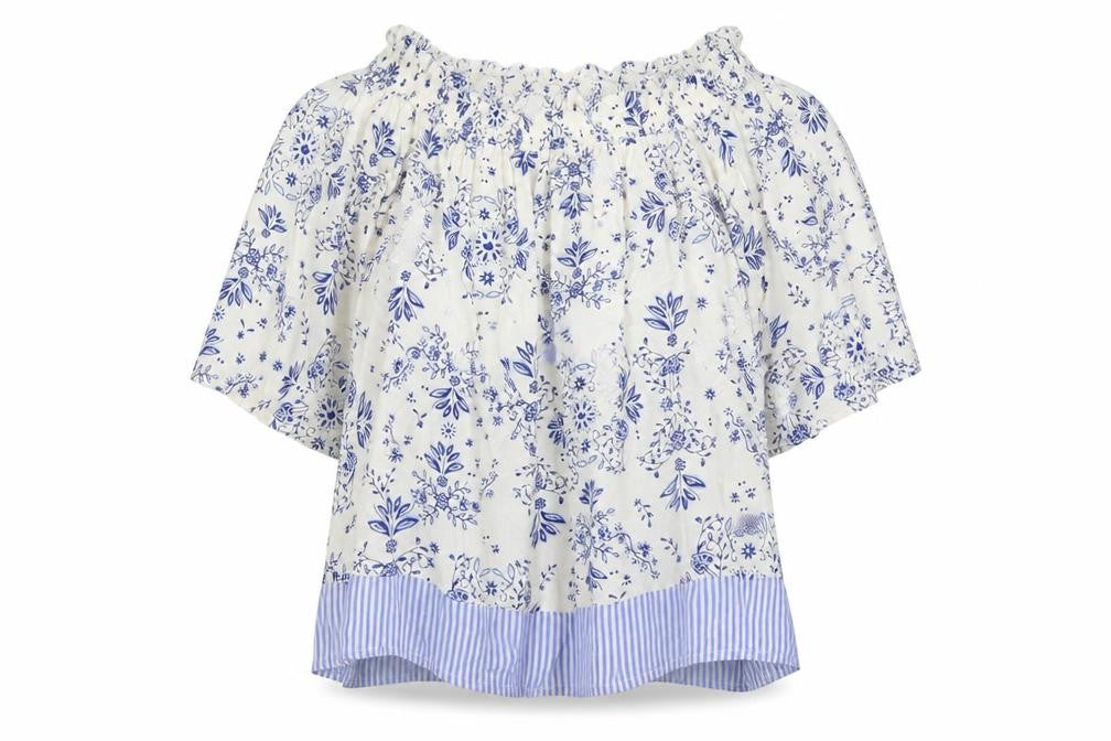 M&S Womens Blue Floral  Basic Blouse Size 8