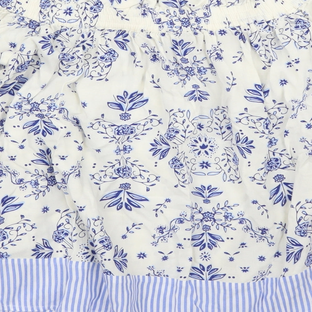 M&S Womens Blue Floral  Basic Blouse Size 8