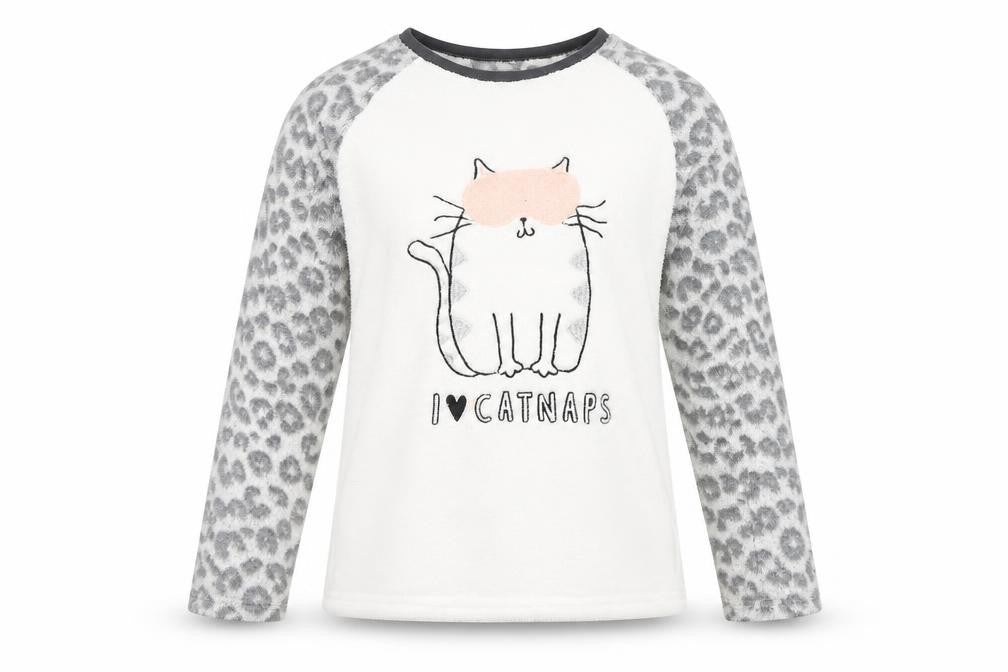 Primark Girls White Animal Print  Top Pyjama Top Size 10-11 Years  - sleep top