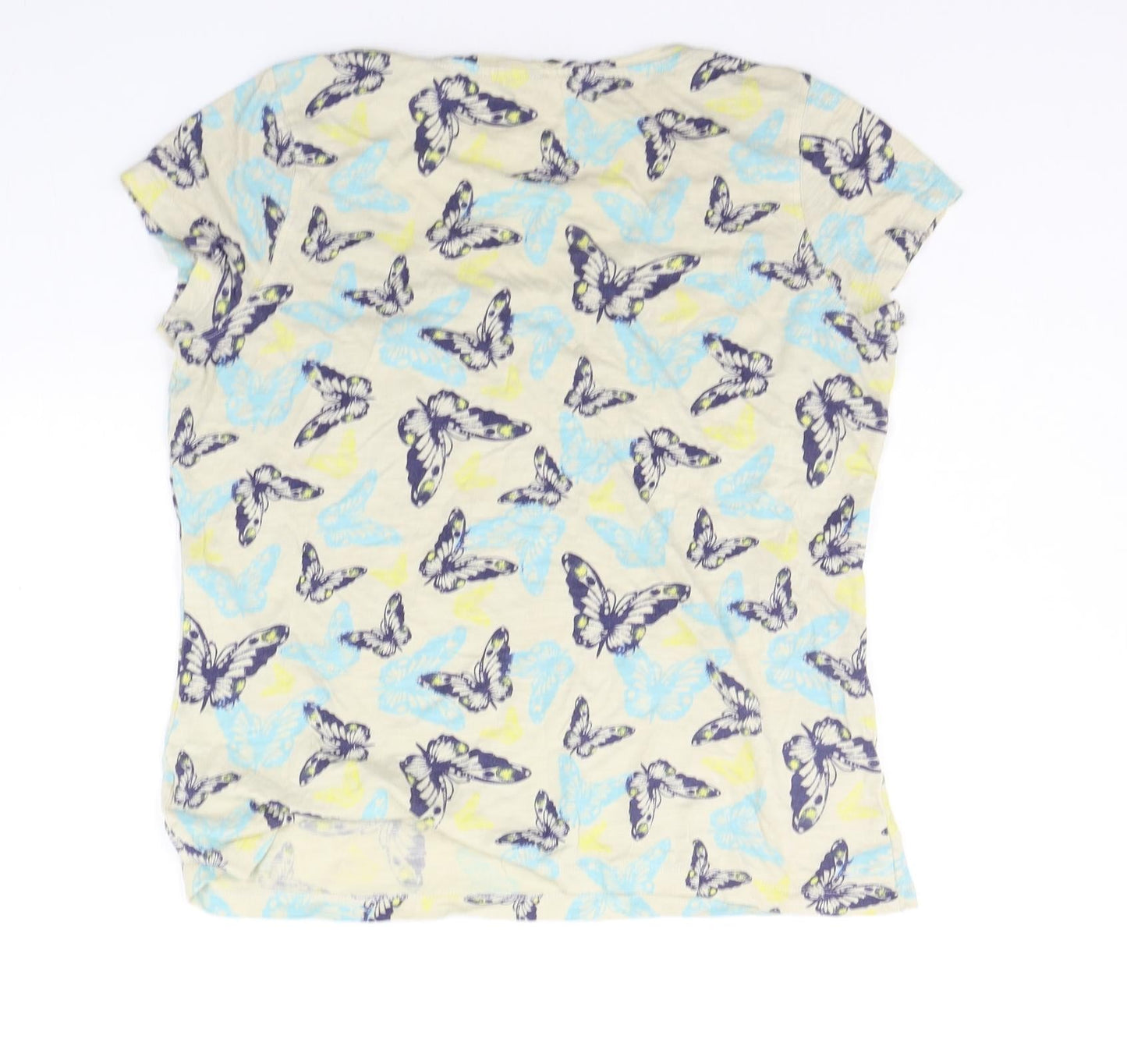 M&Co Womens Beige Geometric  Basic T-Shirt Size 12  - buttefly
