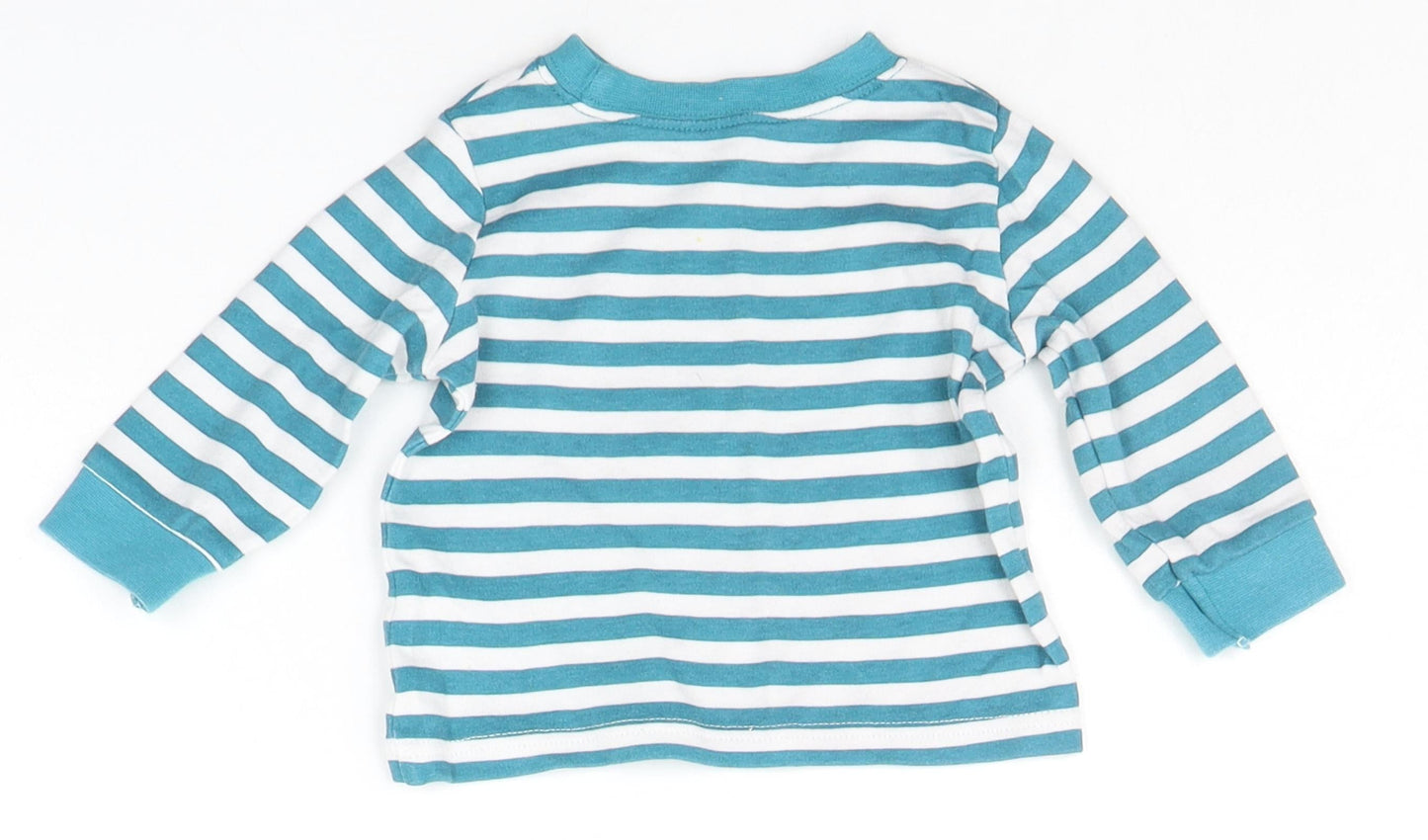 George Baby Blue Striped  Basic T-Shirt Size 3-6 Months