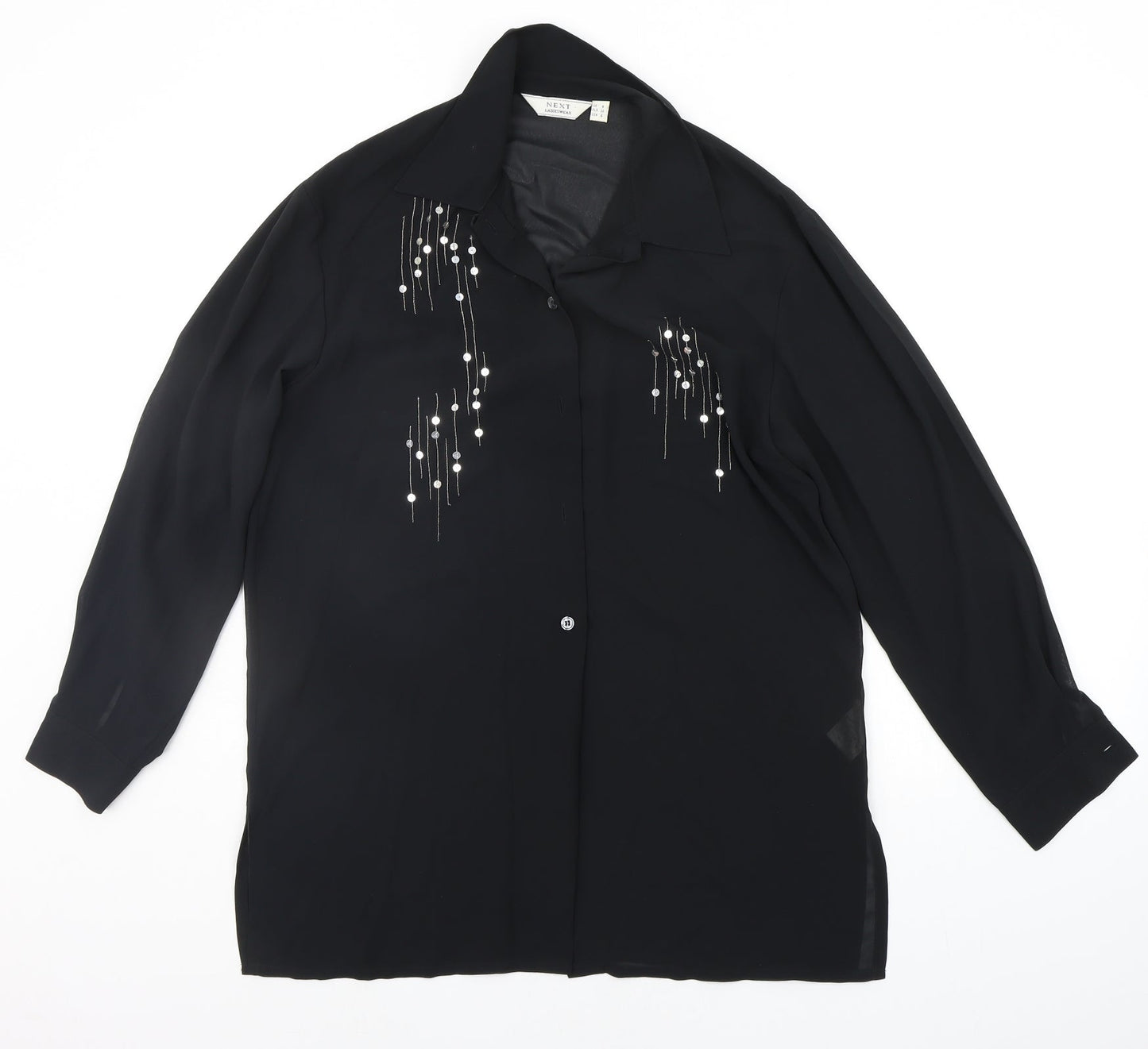NEXT Womens Black   Basic Button-Up Size 8