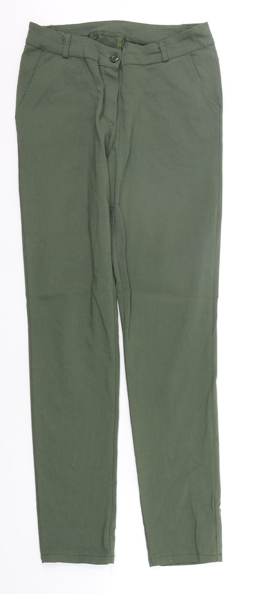 Preworn Womens Green Houndstooth  Trousers  Size L L28 in