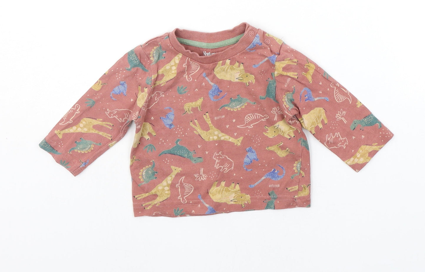Nutmeg Baby Red Geometric  Basic T-Shirt Size 3-6 Months  - animals