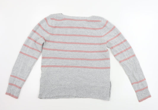 Oasis  Womens Grey Striped  Pullover Jumper Size M