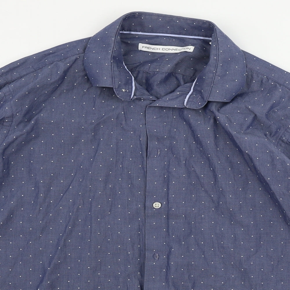 French Connection  Mens Blue    Button-Up Size 16