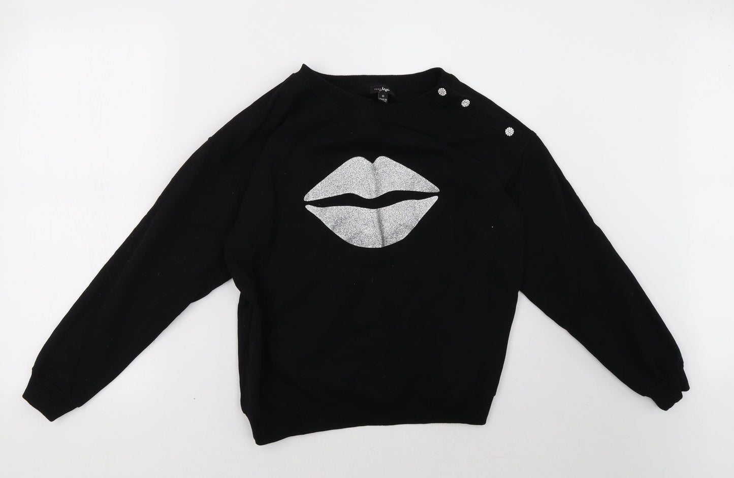poor moi Womens Black   Pullover Sweatshirt Size 10