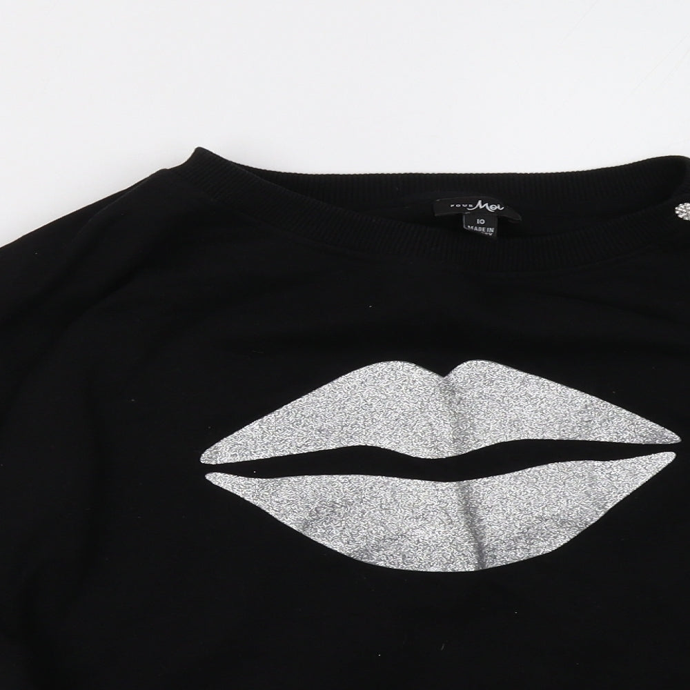 poor moi Womens Black   Pullover Sweatshirt Size 10