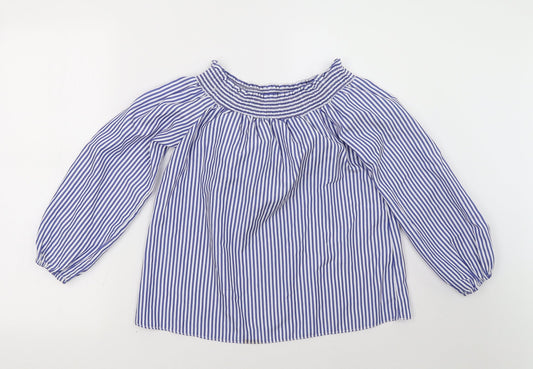 Select Womens Blue Striped  Basic Blouse Size 8