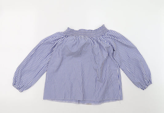 Select Womens Blue Striped  Basic Blouse Size 8