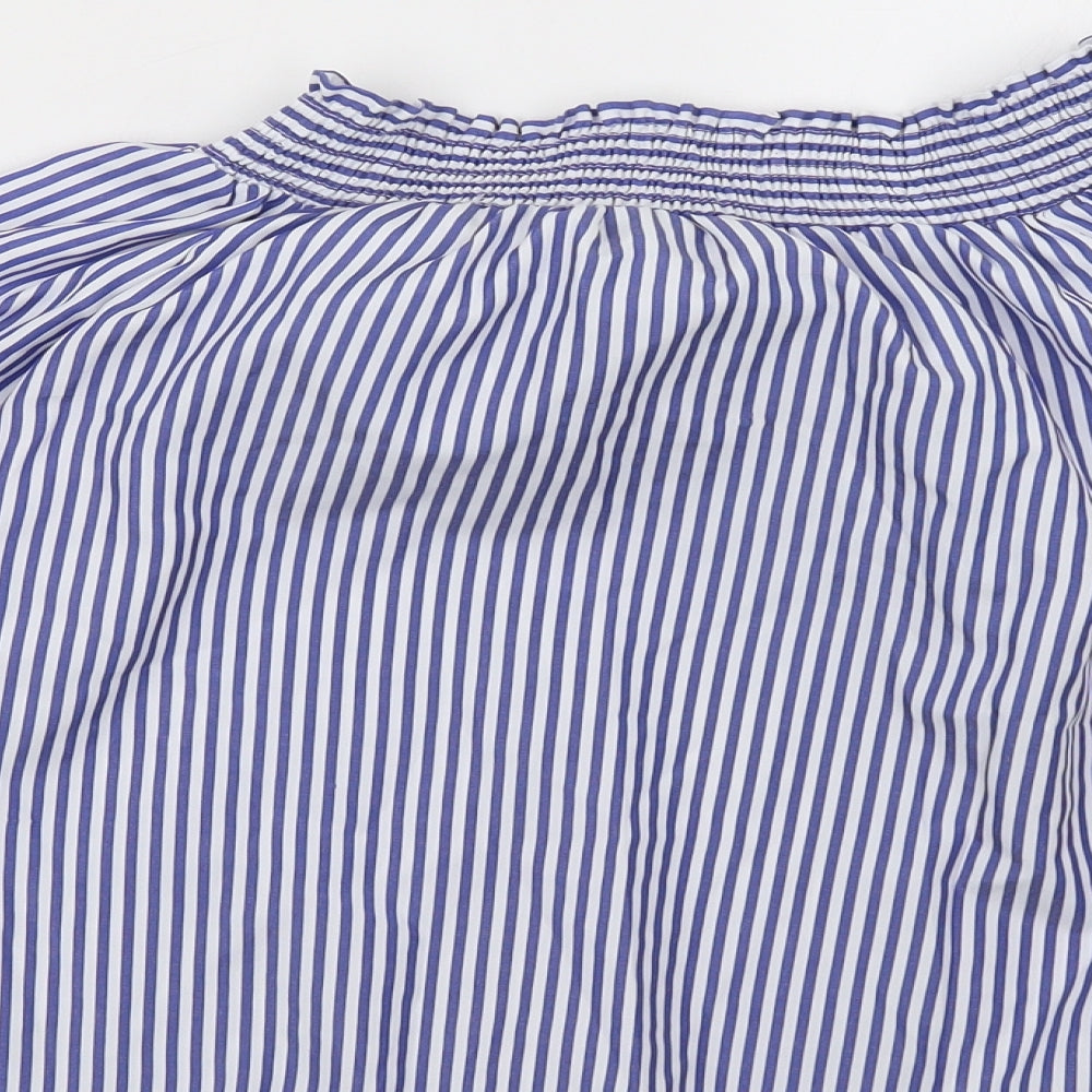 Select Womens Blue Striped  Basic Blouse Size 8