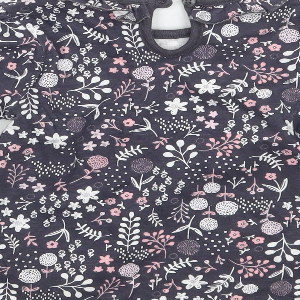 George Girls Blue Floral  Basic T-Shirt Size 6-9 Months