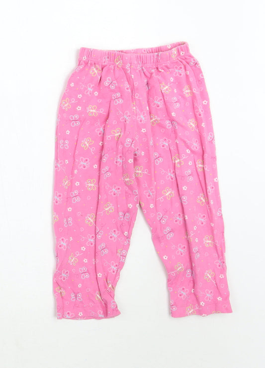 Mothercare Girls Pink Floral  Sweatpants Trousers Size 2 Years
