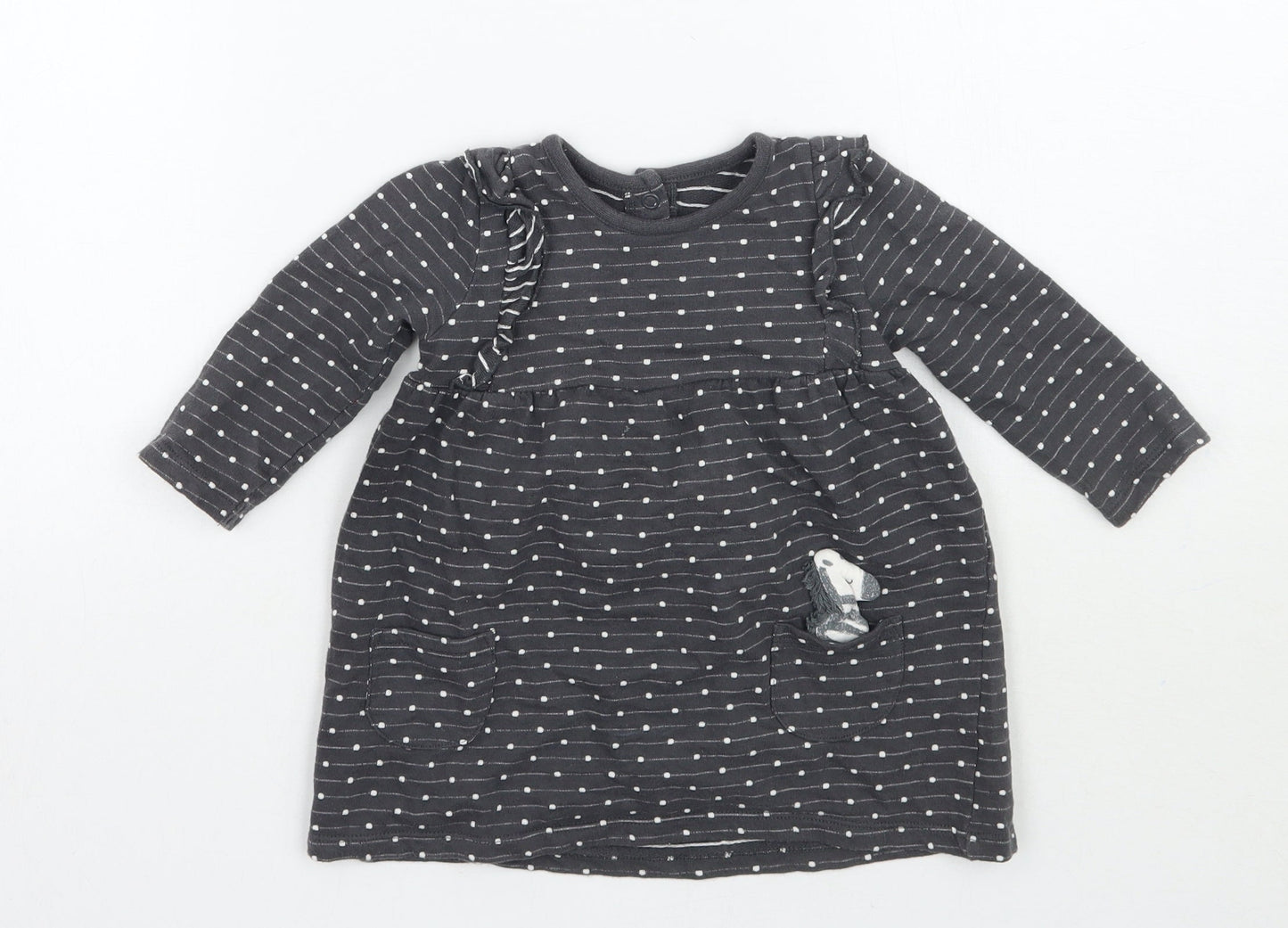 George Girls Grey Polka Dot  Basic T-Shirt Size 6-9 Months