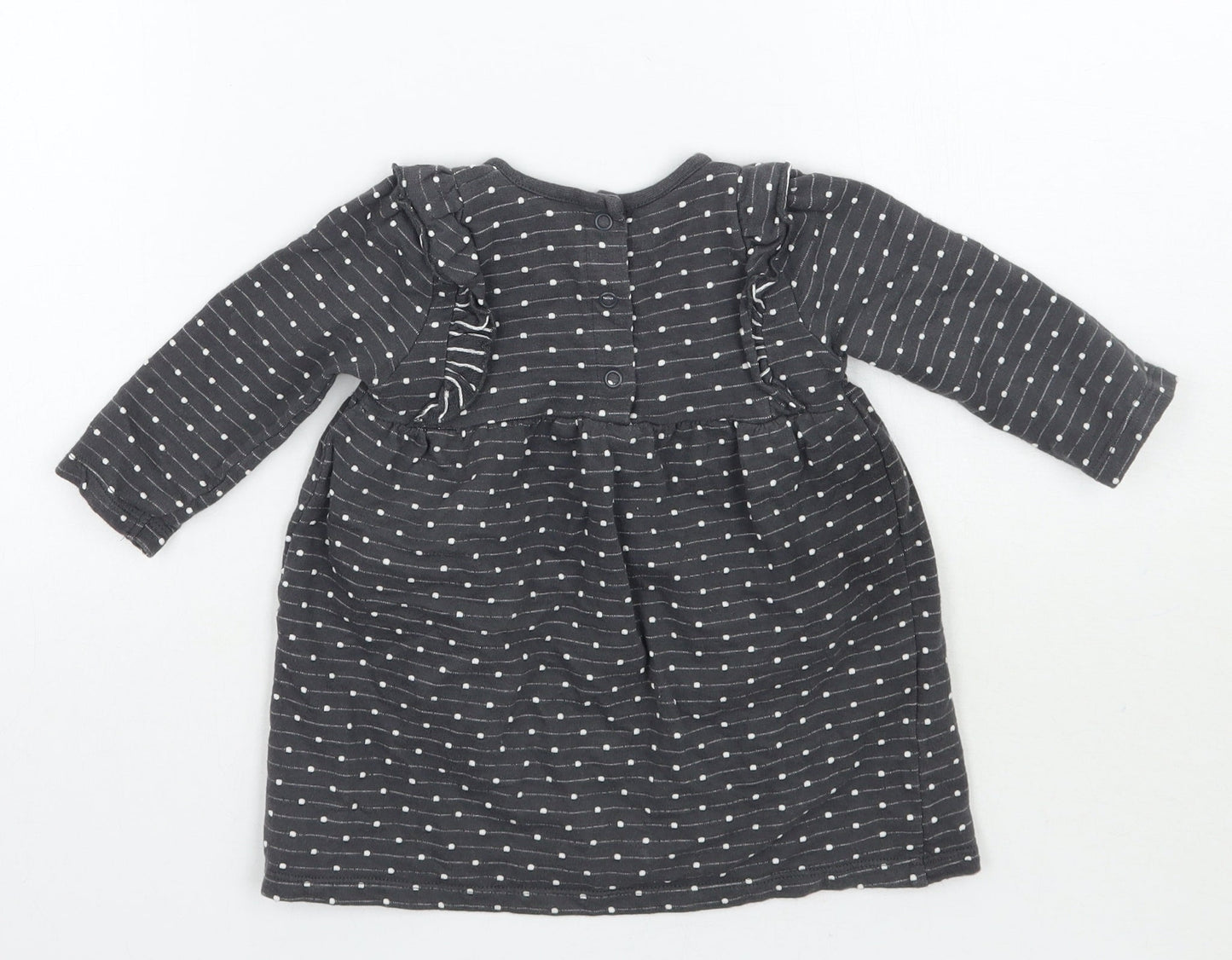 George Girls Grey Polka Dot  Basic T-Shirt Size 6-9 Months