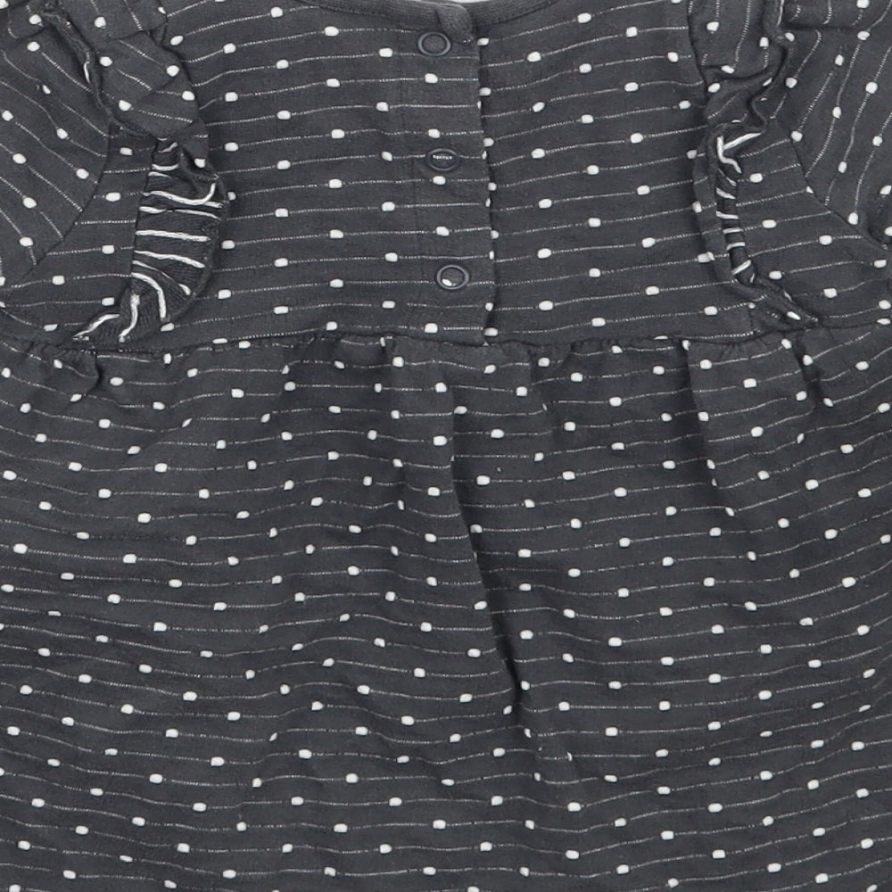George Girls Grey Polka Dot  Basic T-Shirt Size 6-9 Months