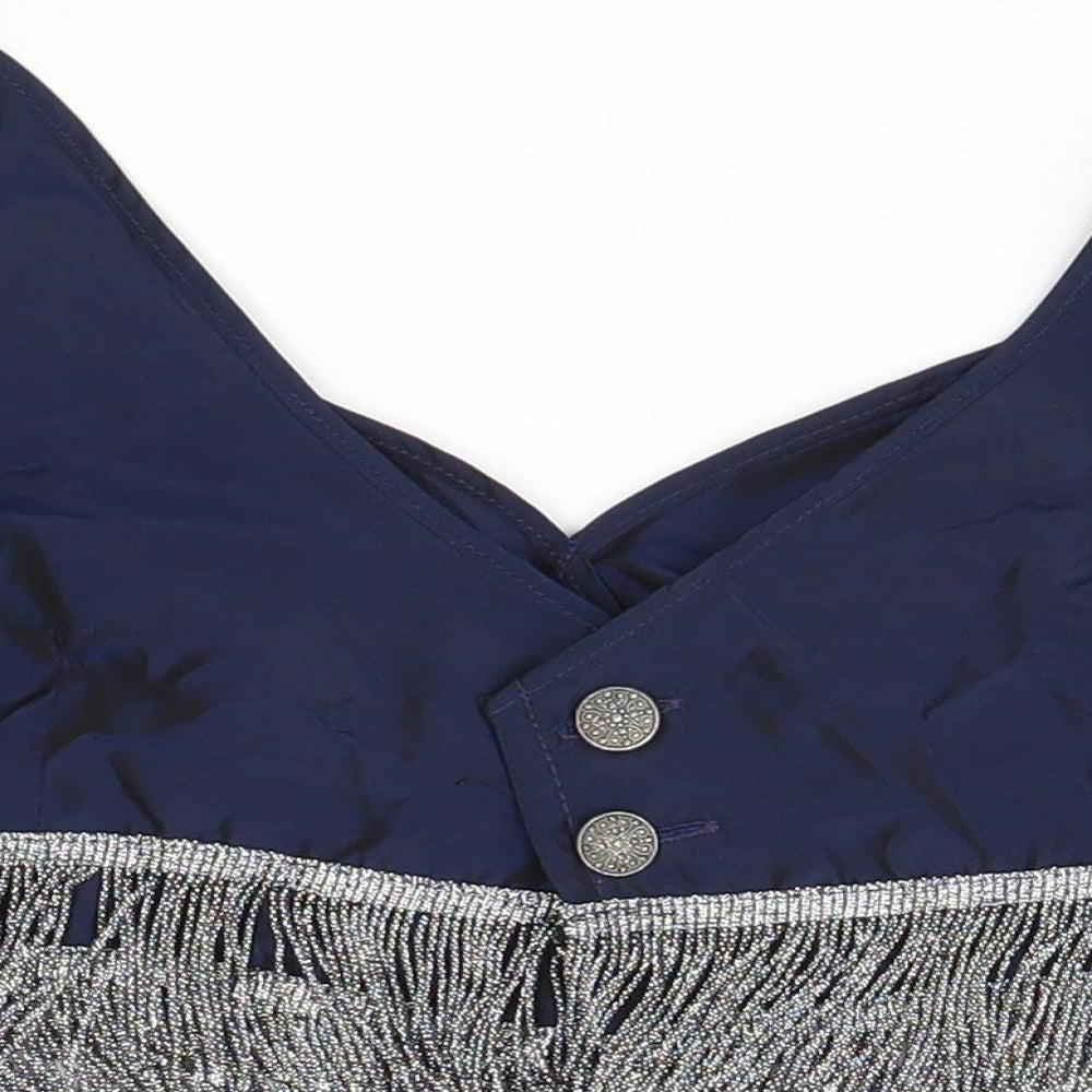 Wallis Womens Blue   Cropped Blouse Size 8