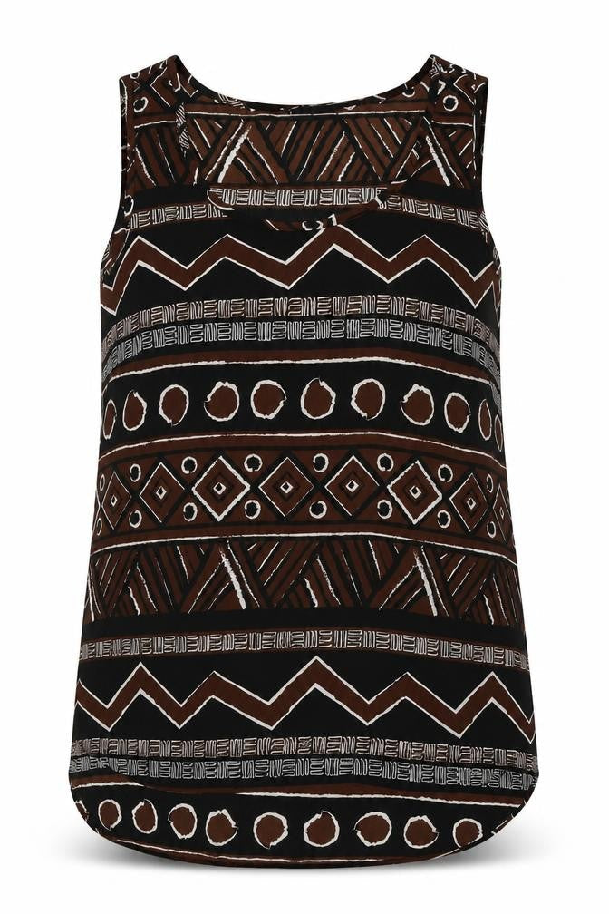 Get It On Womens Black Geometric  Basic Tank Size M
