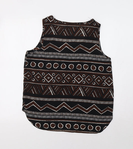 Get It On Womens Black Geometric  Basic Tank Size M