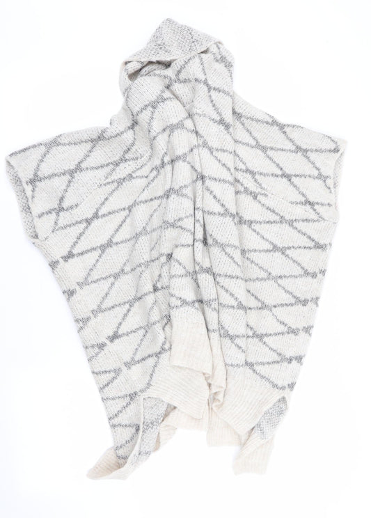 Sandwich Womens Ivory Argyle/Diamond  Overcoat Poncho Size S  - Grey on ivory
