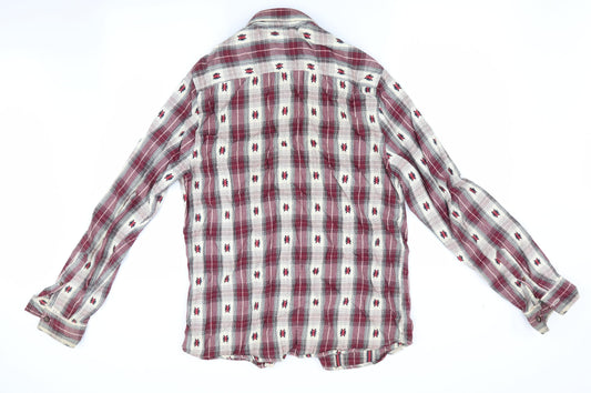 Easy Mens Red Check   Button-Up Size M  - Premium Vintage