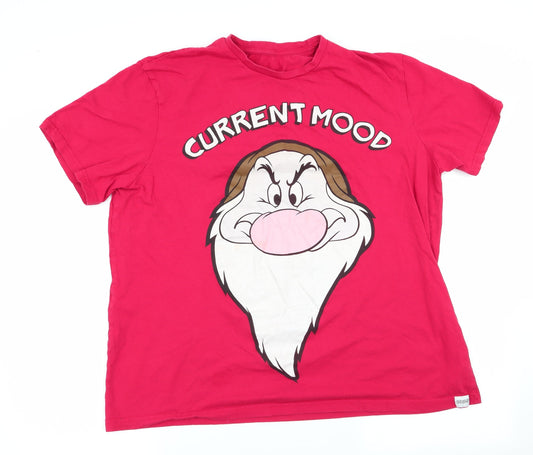 Disney Mens Red    T-Shirt   - Current Mood - Grumpy