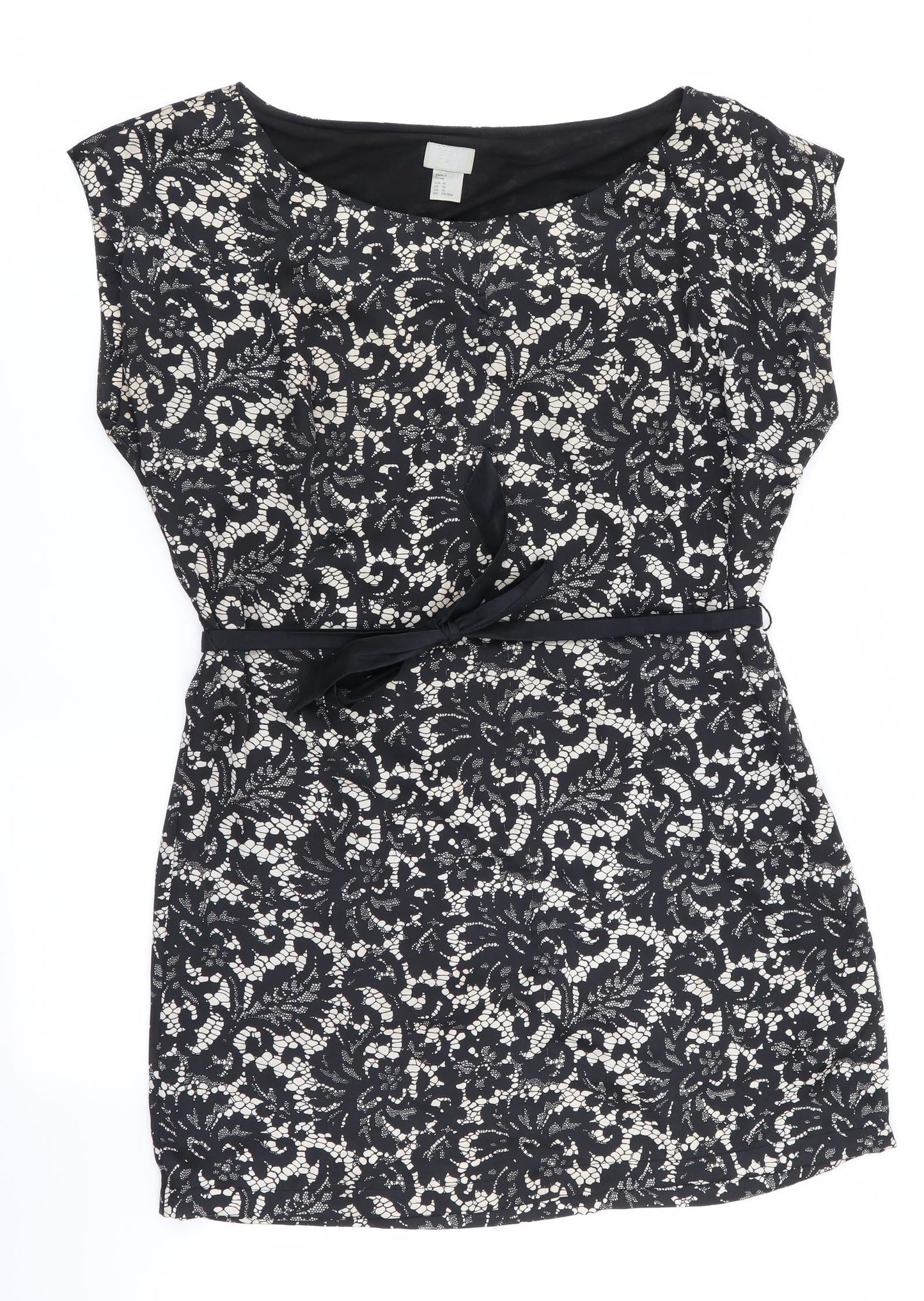 H&M Womens Black Floral  Shift  Size 12  - Lace like print
