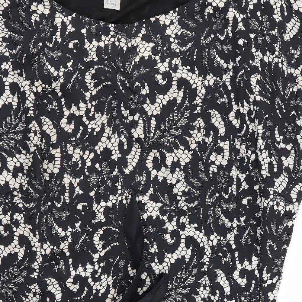 H&M Womens Black Floral  Shift  Size 12  - Lace like print