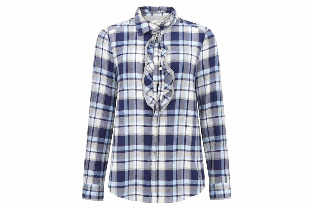 My Way Womens Blue Plaid  Basic Button-Up Size 12