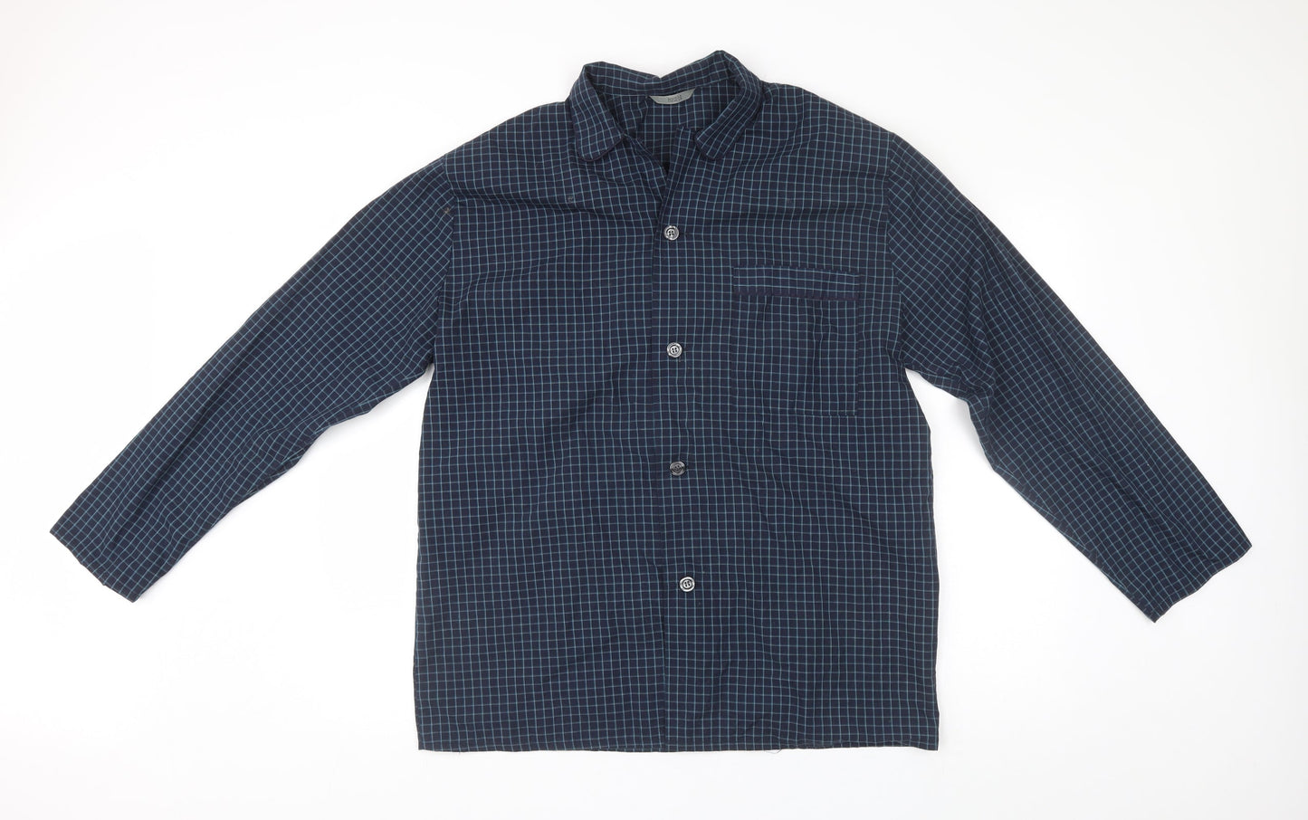 M&S Mens Blue Plaid   Button-Up Size M