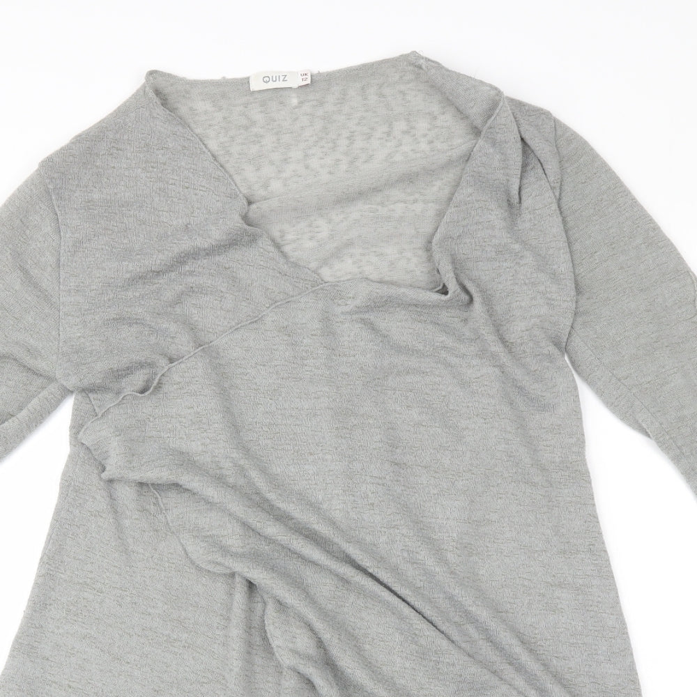 Quiz Womens Grey   Wrap Jumper Size 12