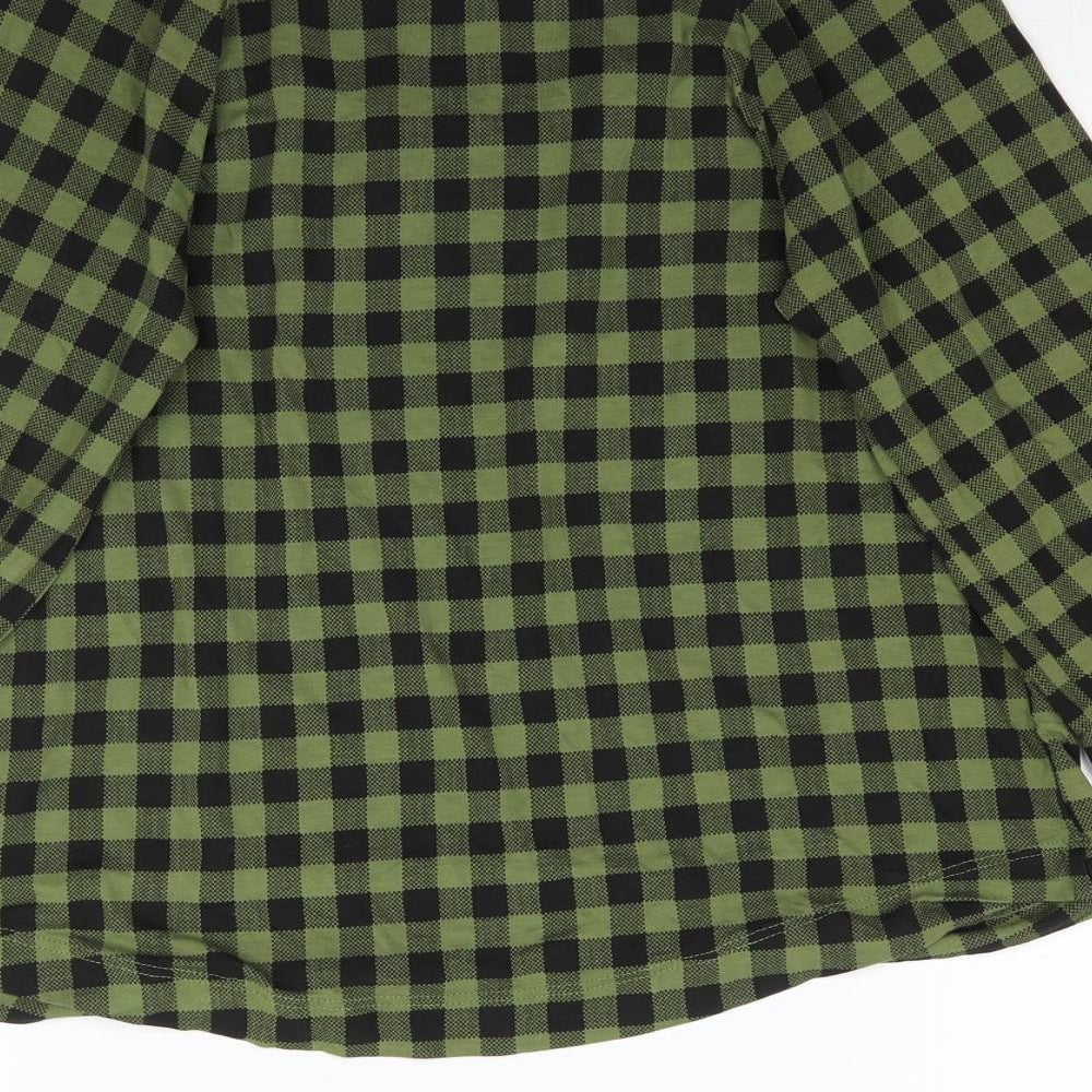 NEXT Womens Green Plaid  Basic Blouse Size 10