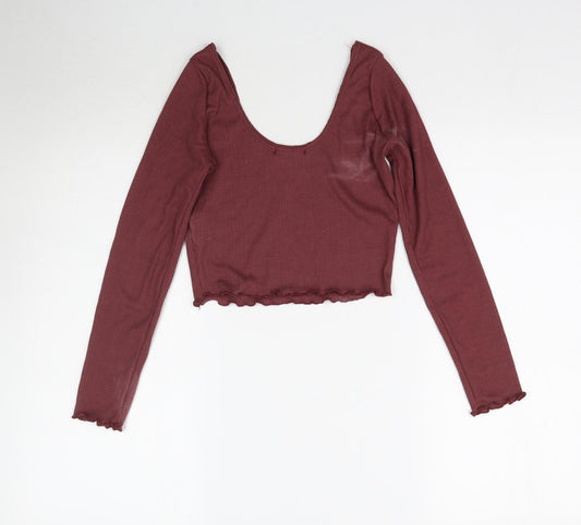 Boohoo Womens Red   Basic T-Shirt Size 6  - Maroon
