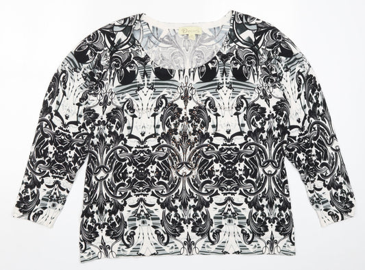 Decarte Womens Black Geometric Knit Pullover Jumper Size 2XL  - Batik