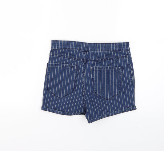 Denim & Co. Womens Blue Striped  Chino Shorts Size 10