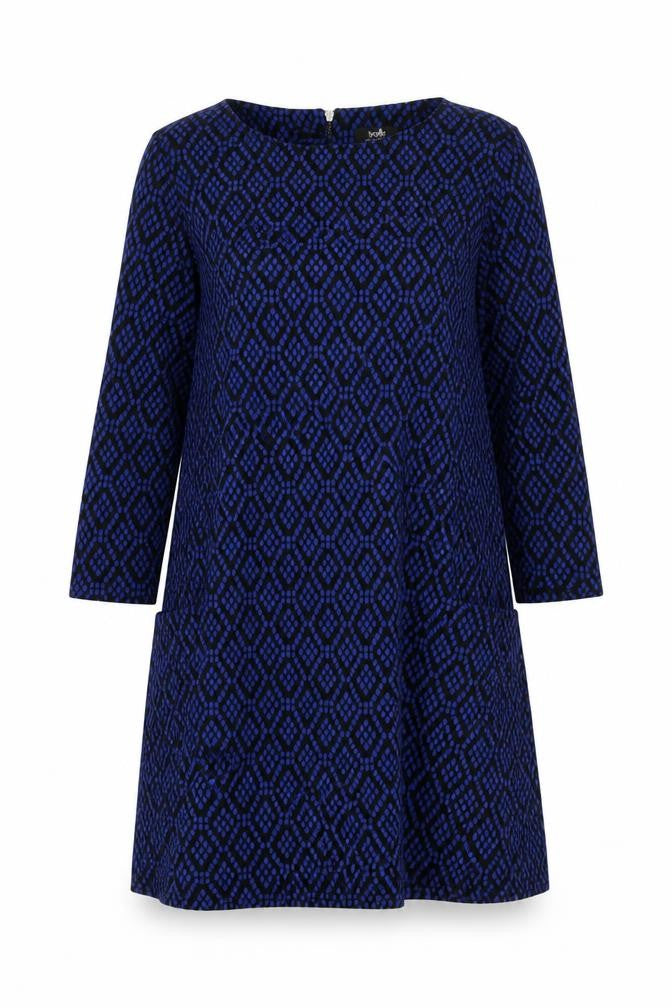 Wallis Womens Blue Geometric  Fit & Flare  Size 10